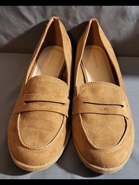 Blair Suede Penny Loafers in Tan